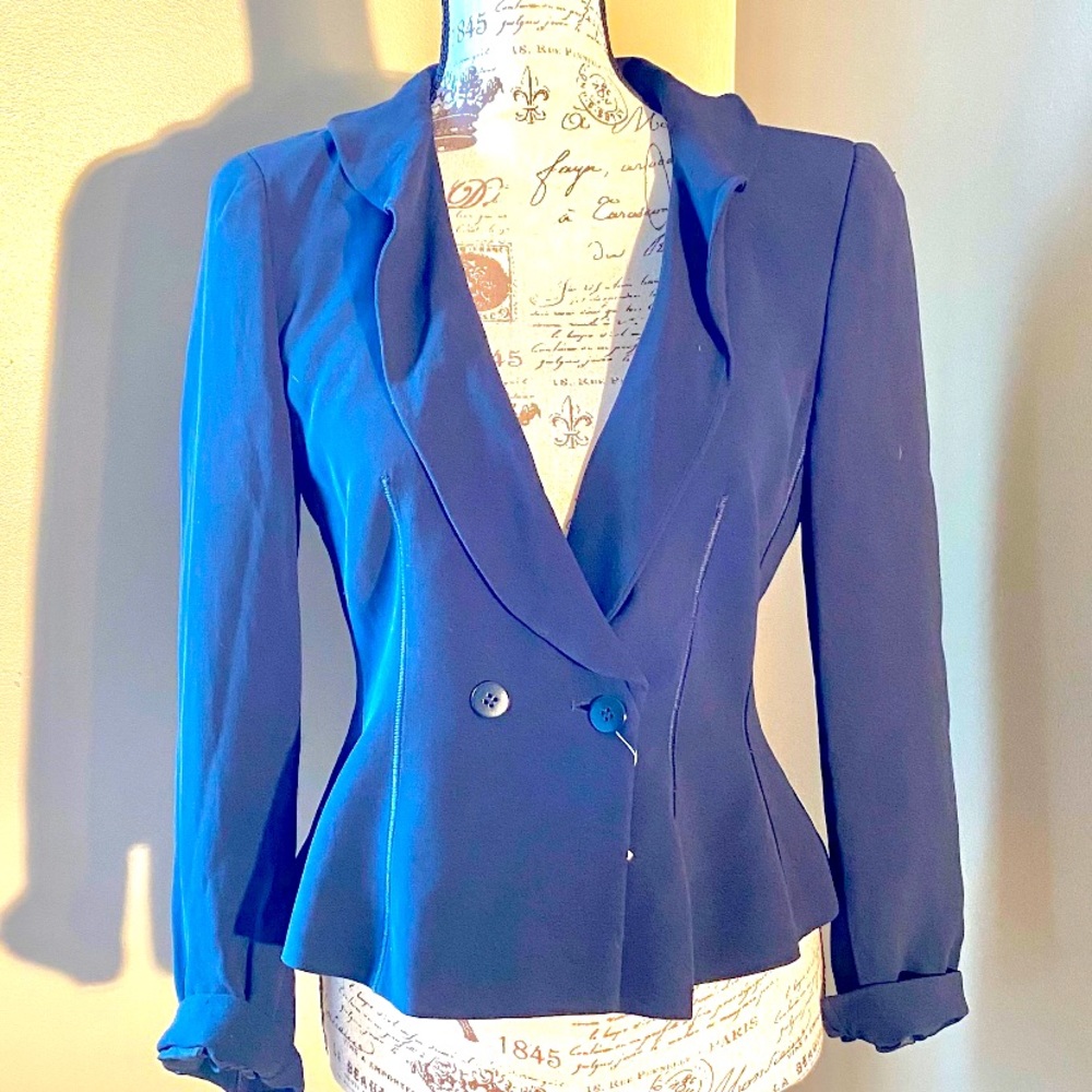 Armani Collezione 6, Black Fitted Crepe Blazer
